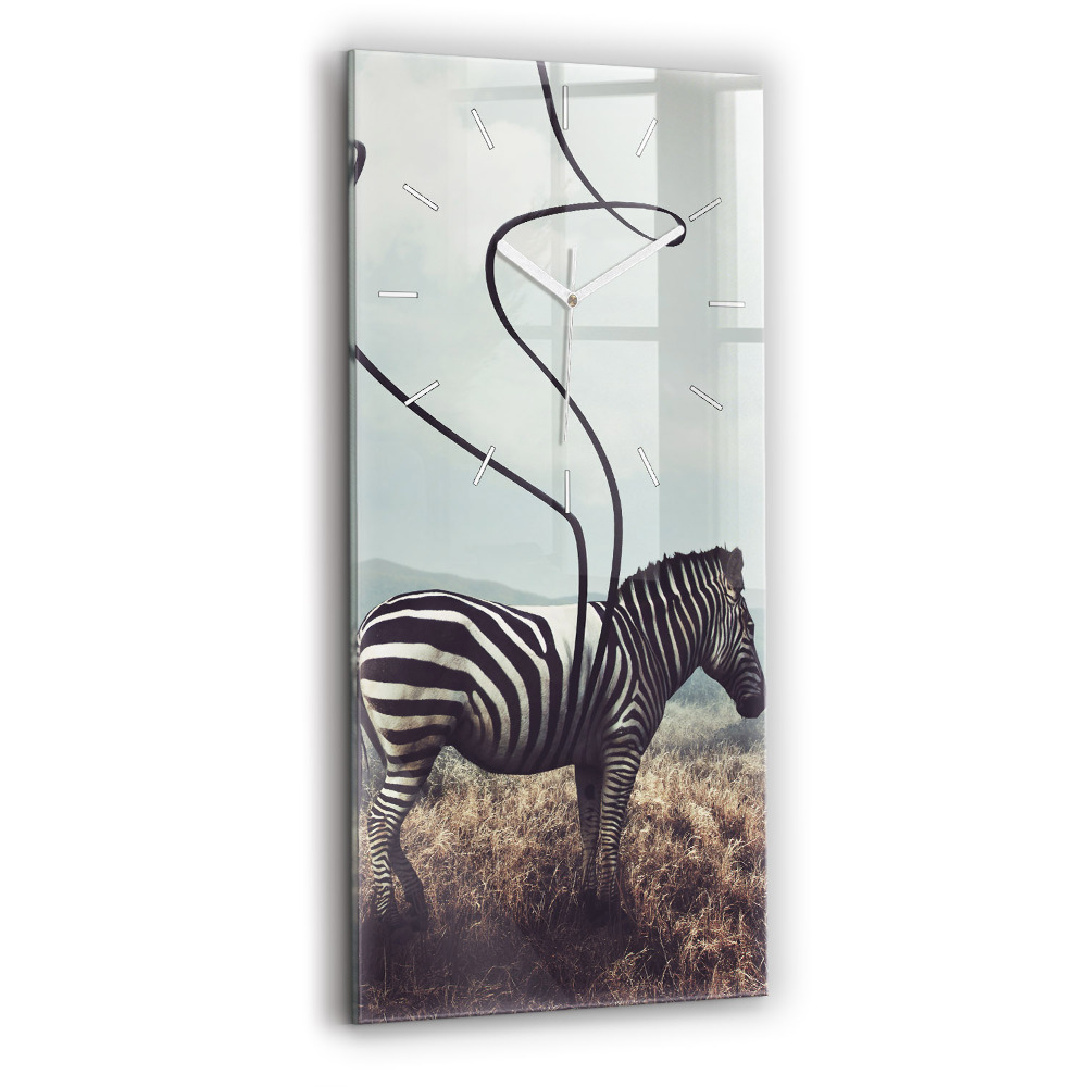 Ceas de sticlă pe perete vertical Zebra – Abstracție