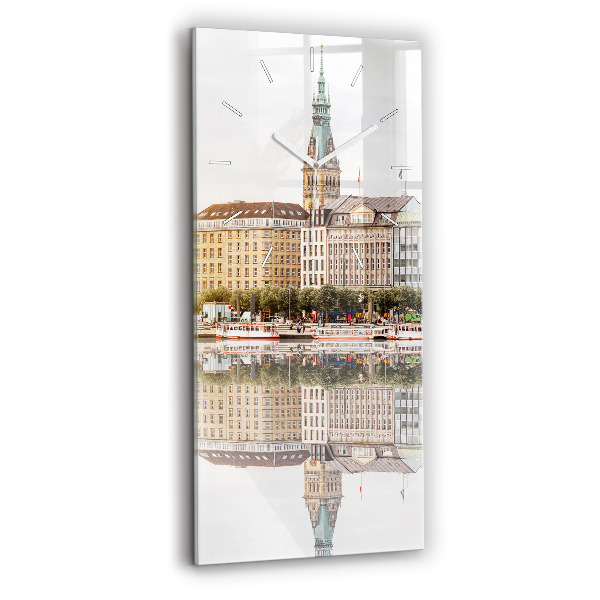 Ceas din sticlă dreptunghiular vertical Râul Hamburg Germania