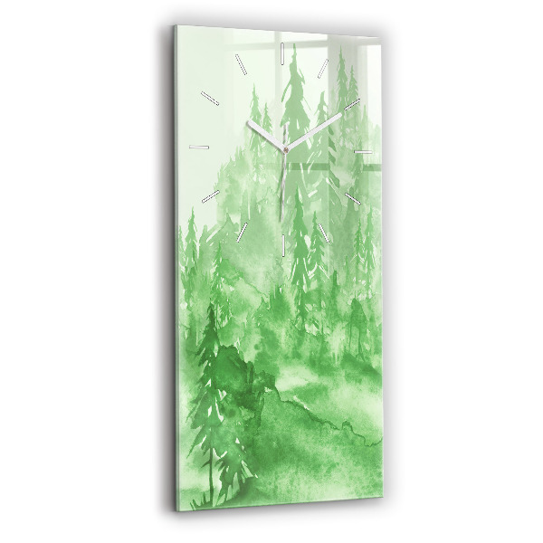 Ceas perete din sticlă dreptunghiular Pictură Verde De Pădure