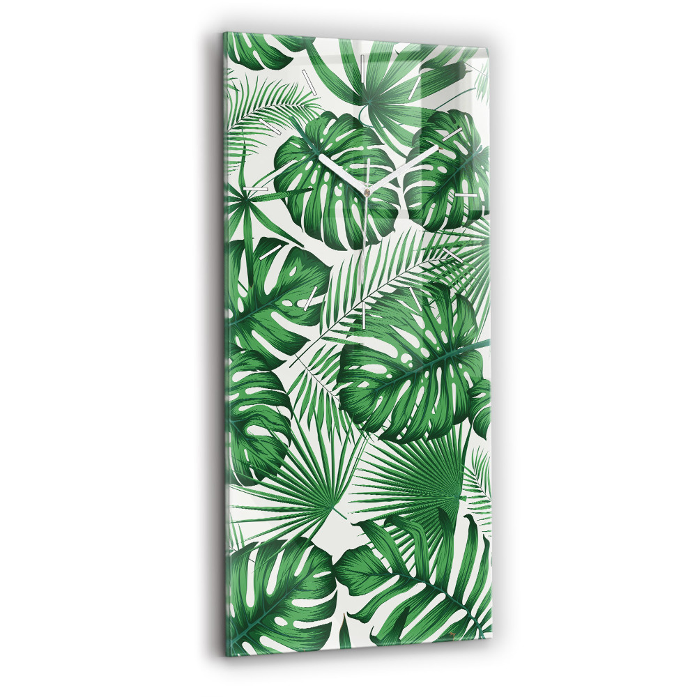 Ceas de sticlă pe perete vertical Monstera Pleacă