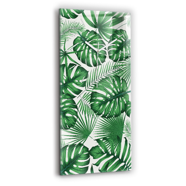 Ceas de sticlă pe perete vertical Monstera Pleacă