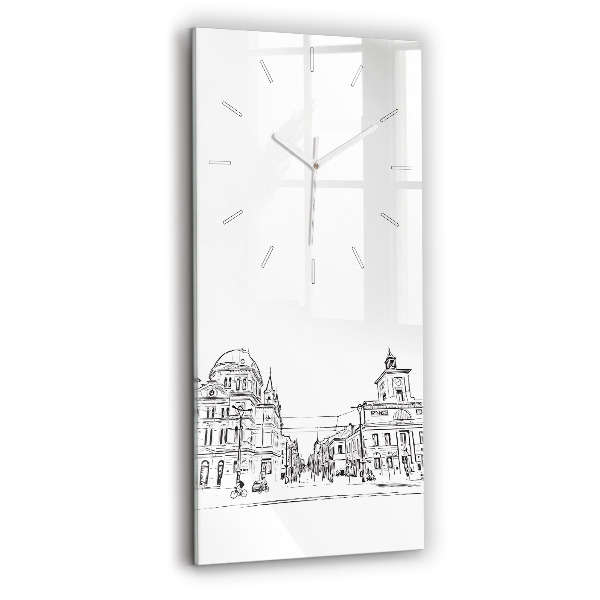 Ceas de sticlă pe perete vertical Ilustrația Orașului Poznań