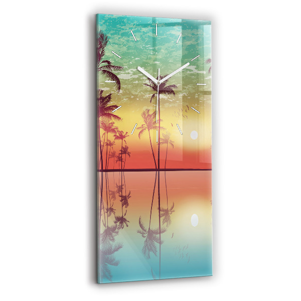 Ceas de sticlă pe perete vertical Palmieri Tropicali