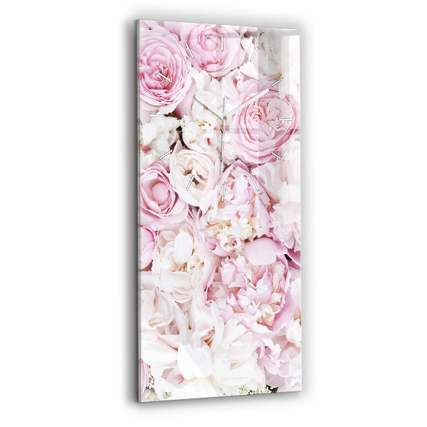 Ceas vertical de perete din sticlă Flori Decorative