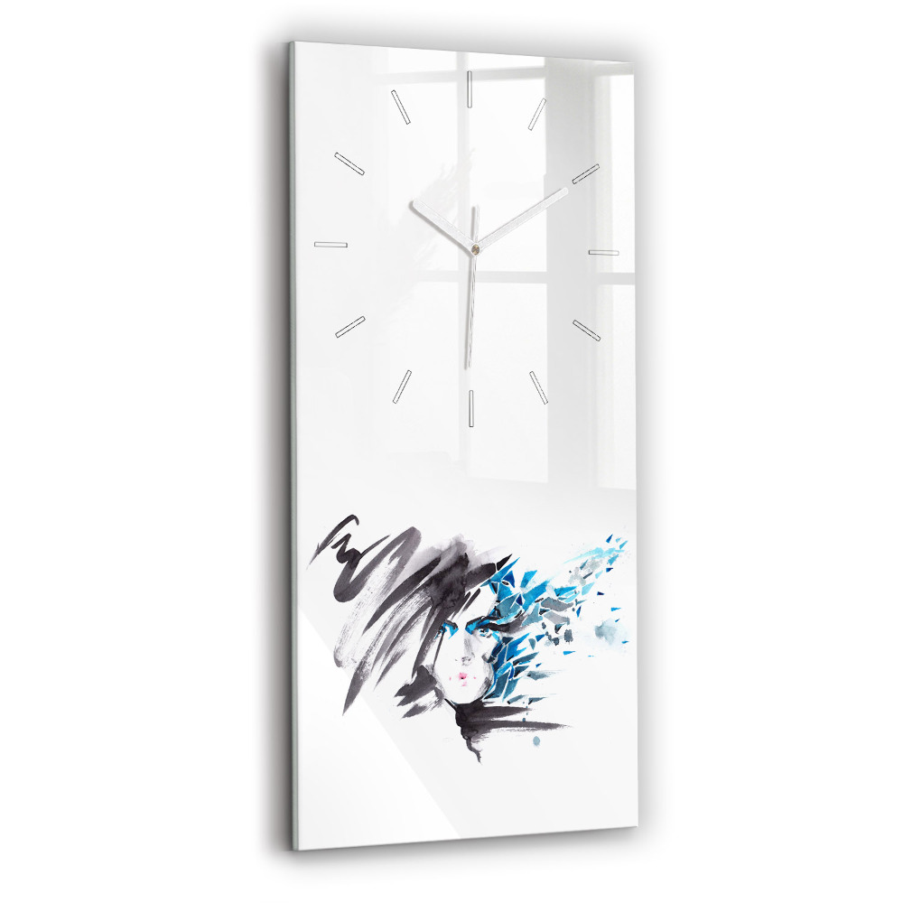 Ceas perete din sticlă dreptunghiular Femeia Se Confruntă Cu Abstracția