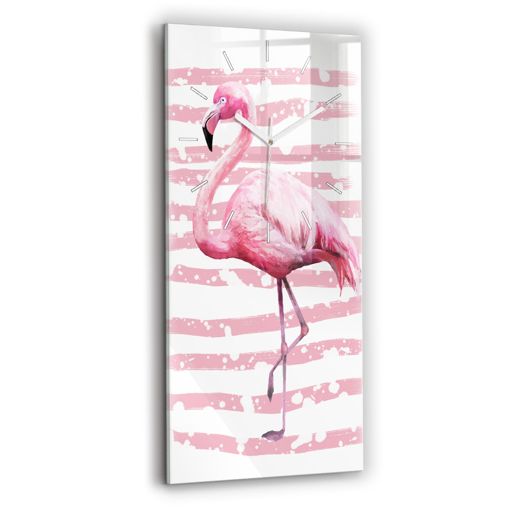 Ceas vertical de perete din sticlă Grafica Flamingo