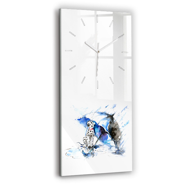 Ceas de sticlă pe perete vertical Dalmatian Și Umbrelă