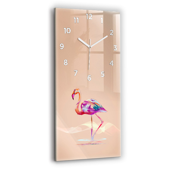 Ceas perete din sticlă dreptunghiular Ilustrație Cu Flamingo