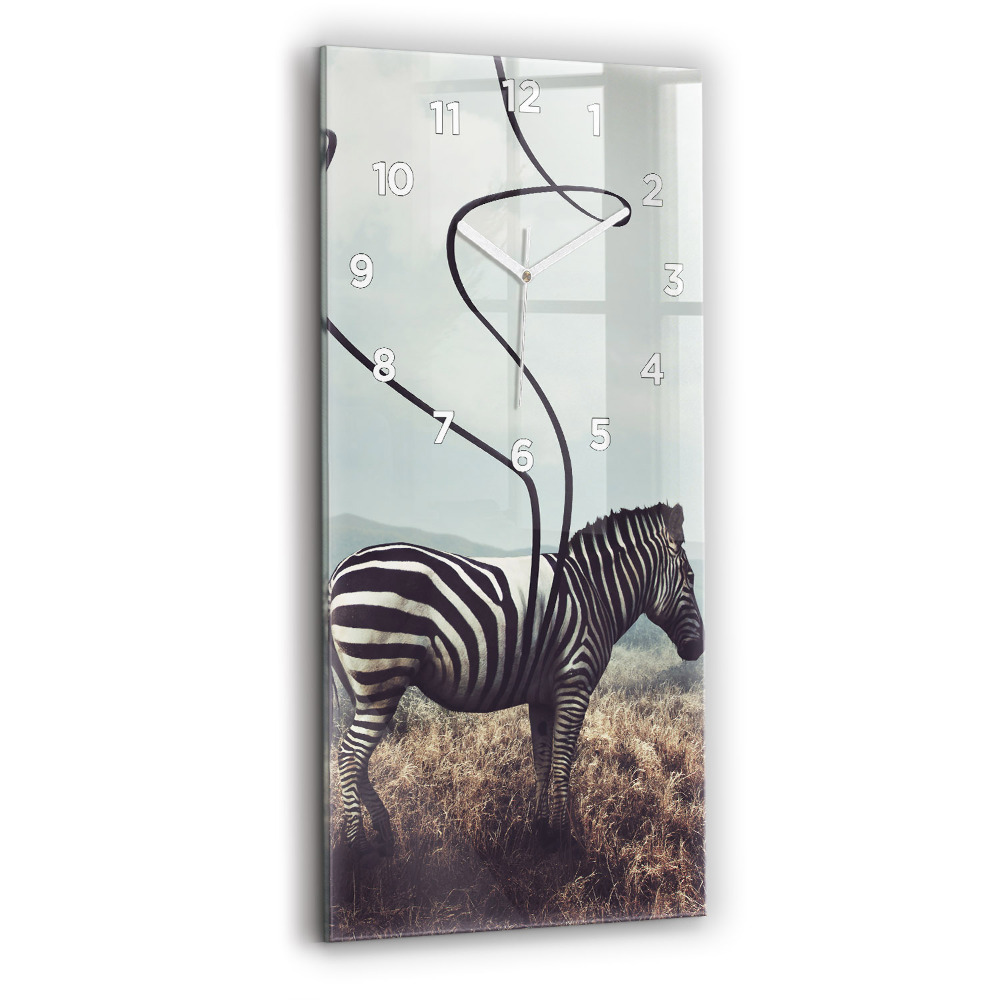 Ceas de sticlă pe perete vertical Zebra – Abstracție