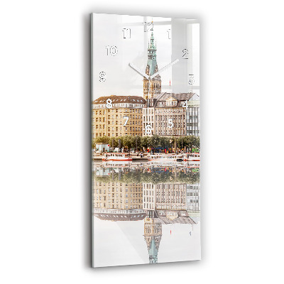 Ceas din sticlă dreptunghiular vertical Râul Hamburg Germania