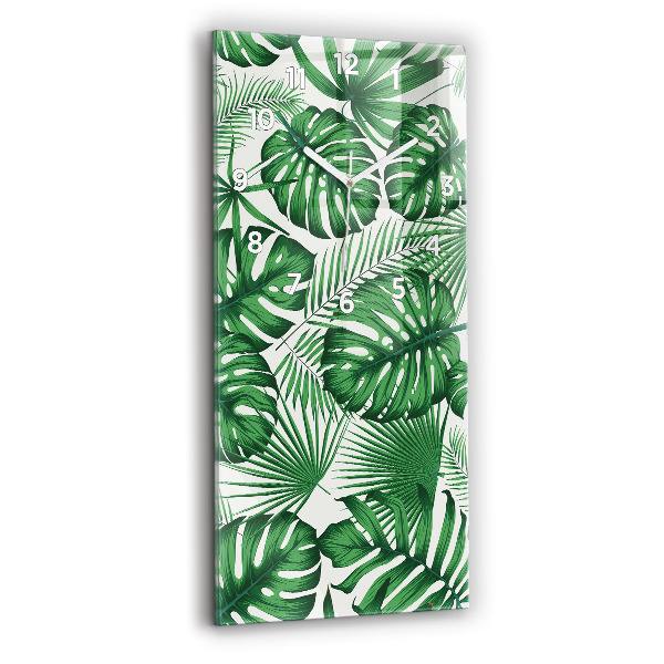 Ceas de sticlă pe perete vertical Monstera Pleacă