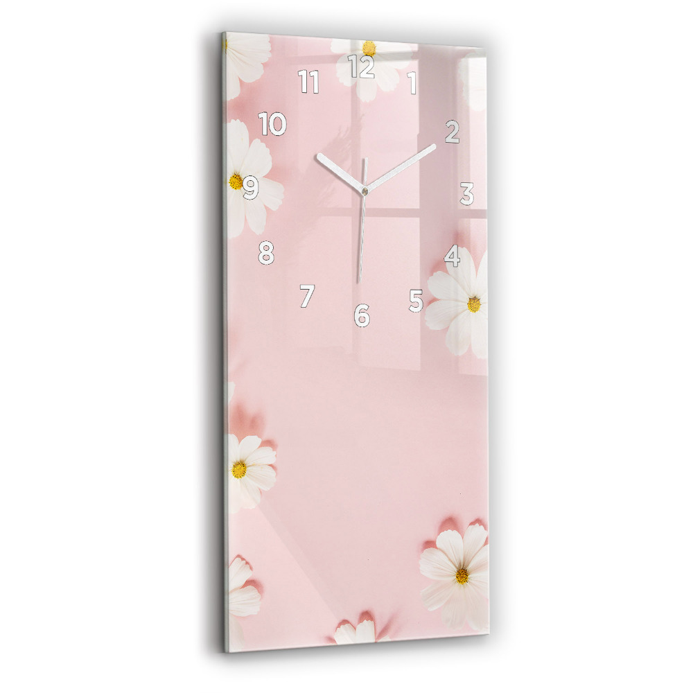 Ceas vertical de perete din sticlă Flori De Margarete