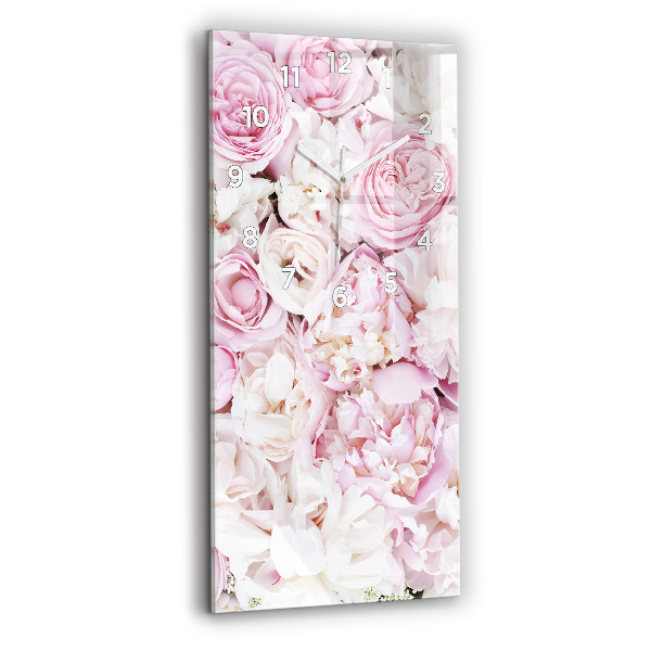 Ceas vertical de perete din sticlă Flori Decorative