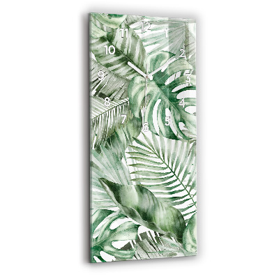 Ceas perete din sticlă dreptunghiular Frunze De Plante Pictate