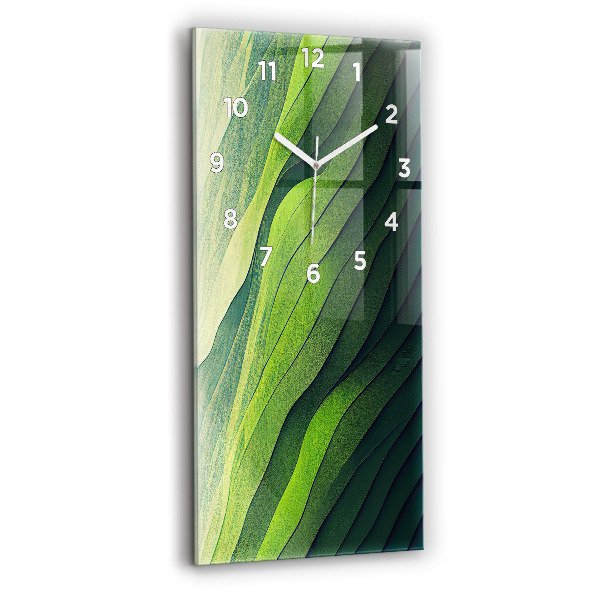 Ceas vertical de perete din sticlă Câmpuri Verzi Abstracte