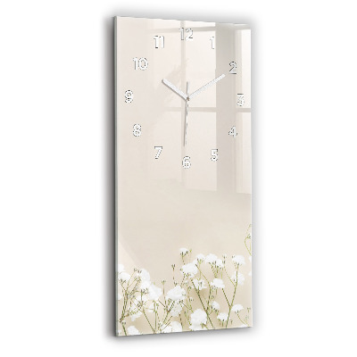 Ceas de sticlă pe perete vertical Flori De Gypsophila Înflorite