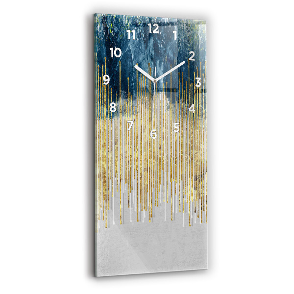 Ceas de sticlă pe perete vertical Model Decorativ Și Auriu