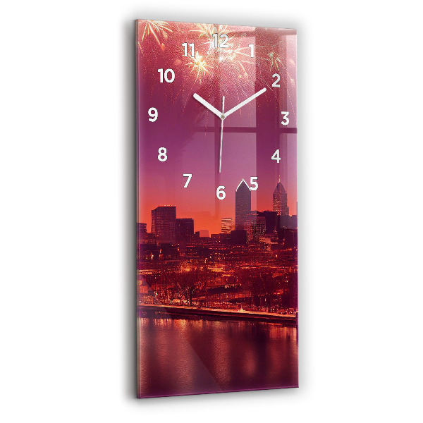 Ceas din sticlă dreptunghiular vertical Oraș Noaptea În Philadelphia