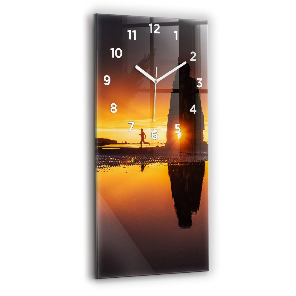 Ceas vertical de perete din sticlă Alergător Și Apus