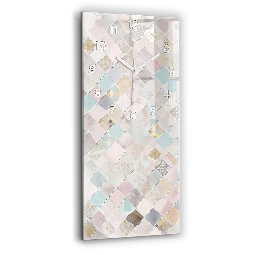 Ceas vertical de perete din sticlă Placi Colorate