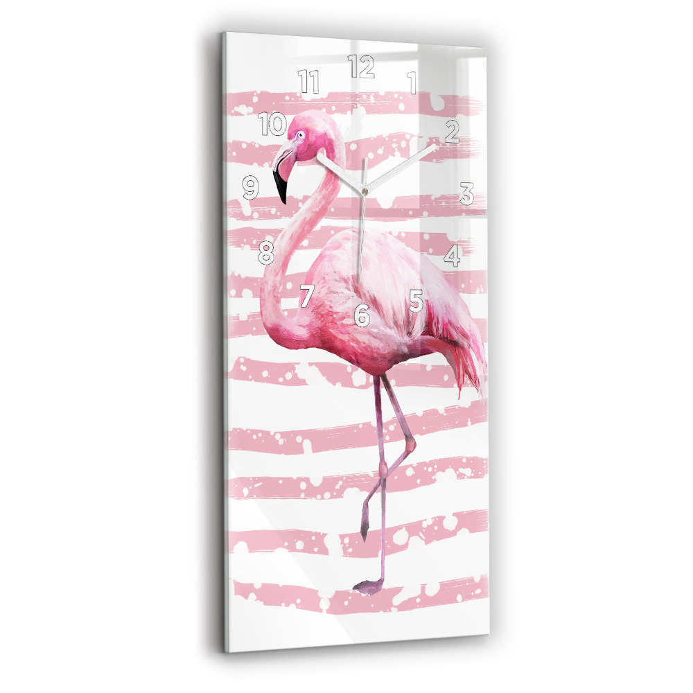 Ceas vertical de perete din sticlă Grafica Flamingo