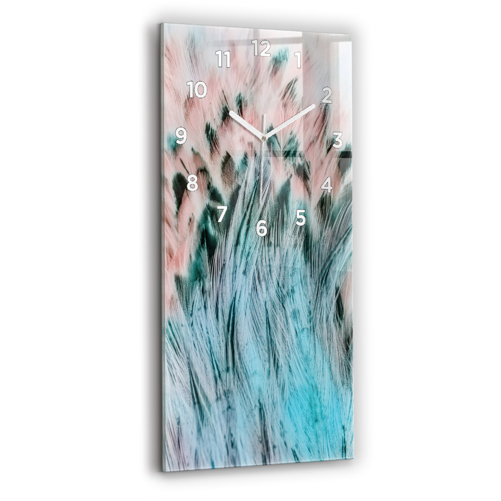 Ceas perete din sticlă dreptunghiular Pene Colorate