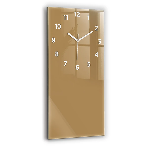 Ceas de sticlă pe perete vertical Culoare Bej Închis