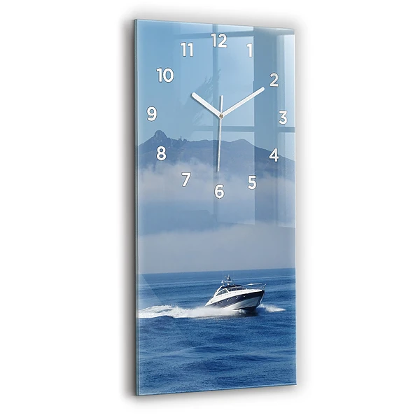 Ceas de sticlă pe perete vertical O Barcă Cu Vele Pe Ocean