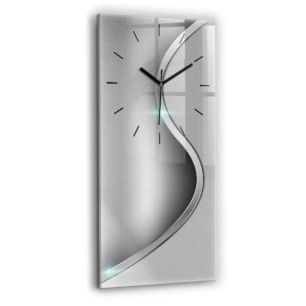 Ceas din sticlă dreptunghiular vertical Abstracția metalului gri