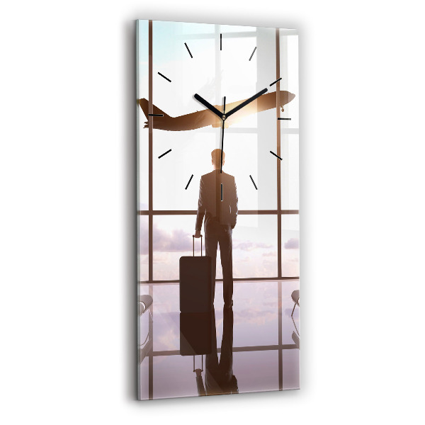 Ceas din sticlă dreptunghiular vertical Omul la aeroport