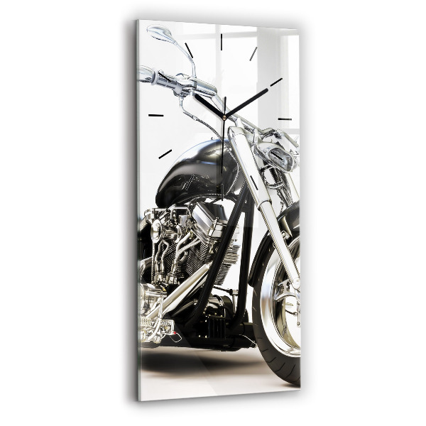 Ceas de sticlă pe perete vertical Motocicletă neagră