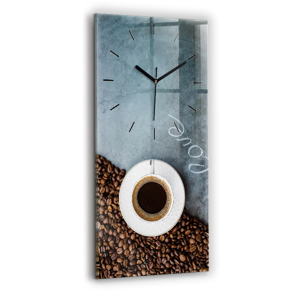 Ceas vertical de perete din sticlă ceașcă de cafea