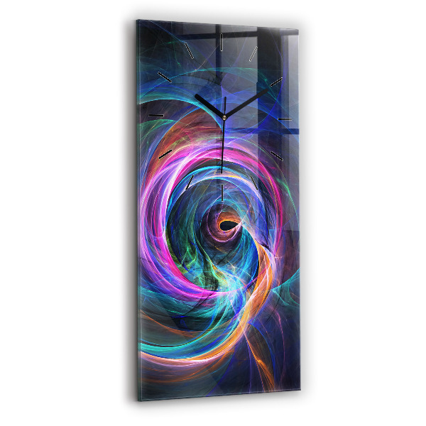 Ceas de sticlă pe perete vertical Fractal colorat