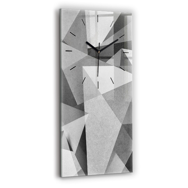 Ceas vertical de perete din sticlă Abstracție geometrică gri
