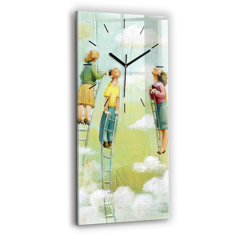 Ceas vertical de perete din sticlă Oameni pe scară