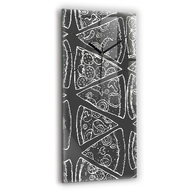 Ceas perete din sticlă dreptunghiular Pizza pictata