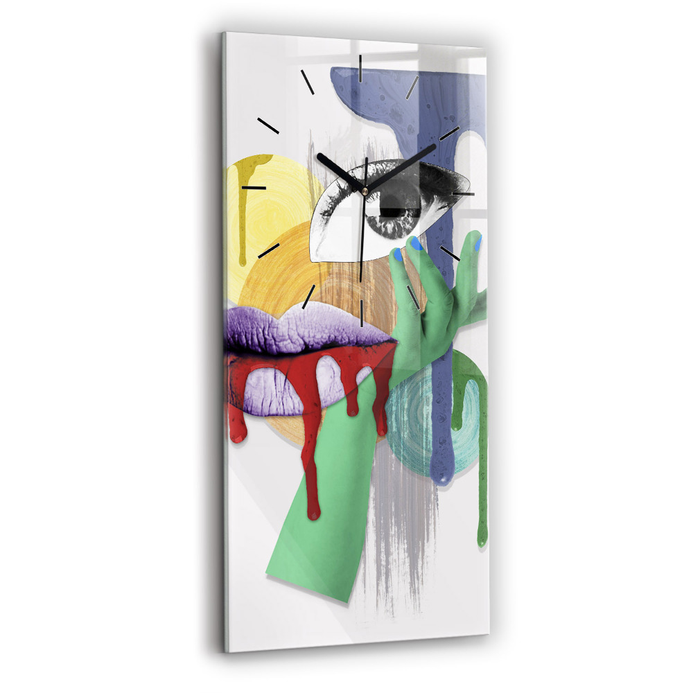 Ceas din sticlă dreptunghiular vertical Colaj suprarealist