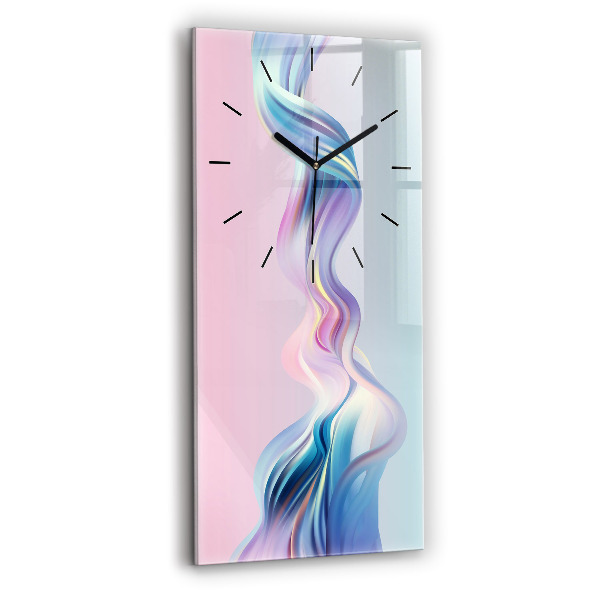 Ceas perete din sticlă dreptunghiular Abstracția valului pastel