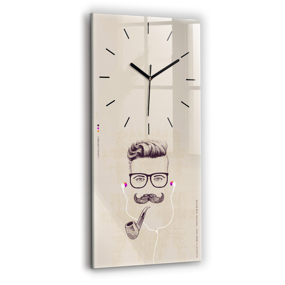 Ceas de sticlă pe perete vertical Bărbat cu pipă