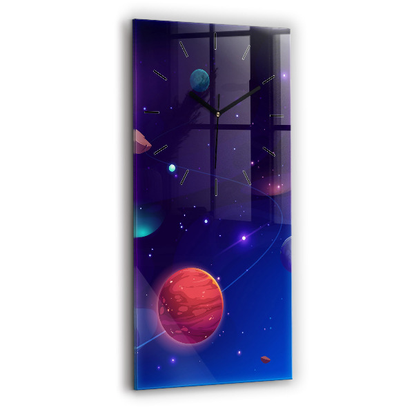 Ceas vertical de perete din sticlă Planete galaxie