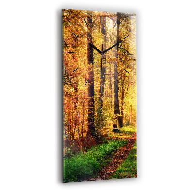 Ceas din sticlă dreptunghiular vertical Peisaj de pădure de toamnă