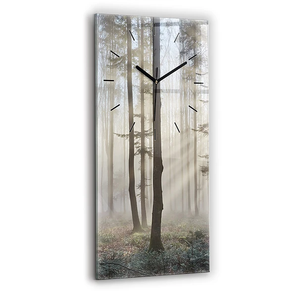 Ceas din sticlă dreptunghiular vertical Pădure în ceață