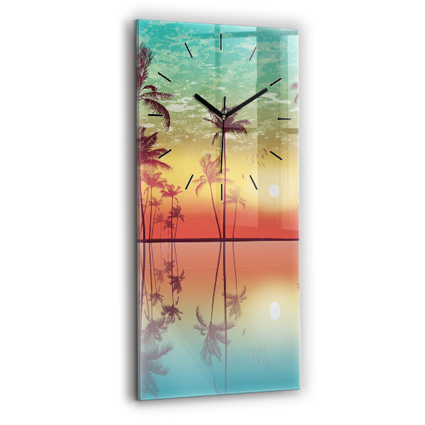Ceas de sticlă pe perete vertical Palmieri tropicali