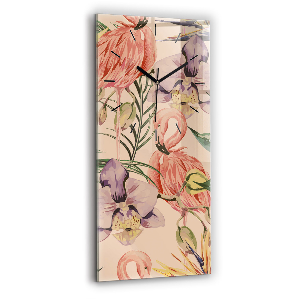 Ceas din sticlă dreptunghiular vertical Frunze de palmier tropical