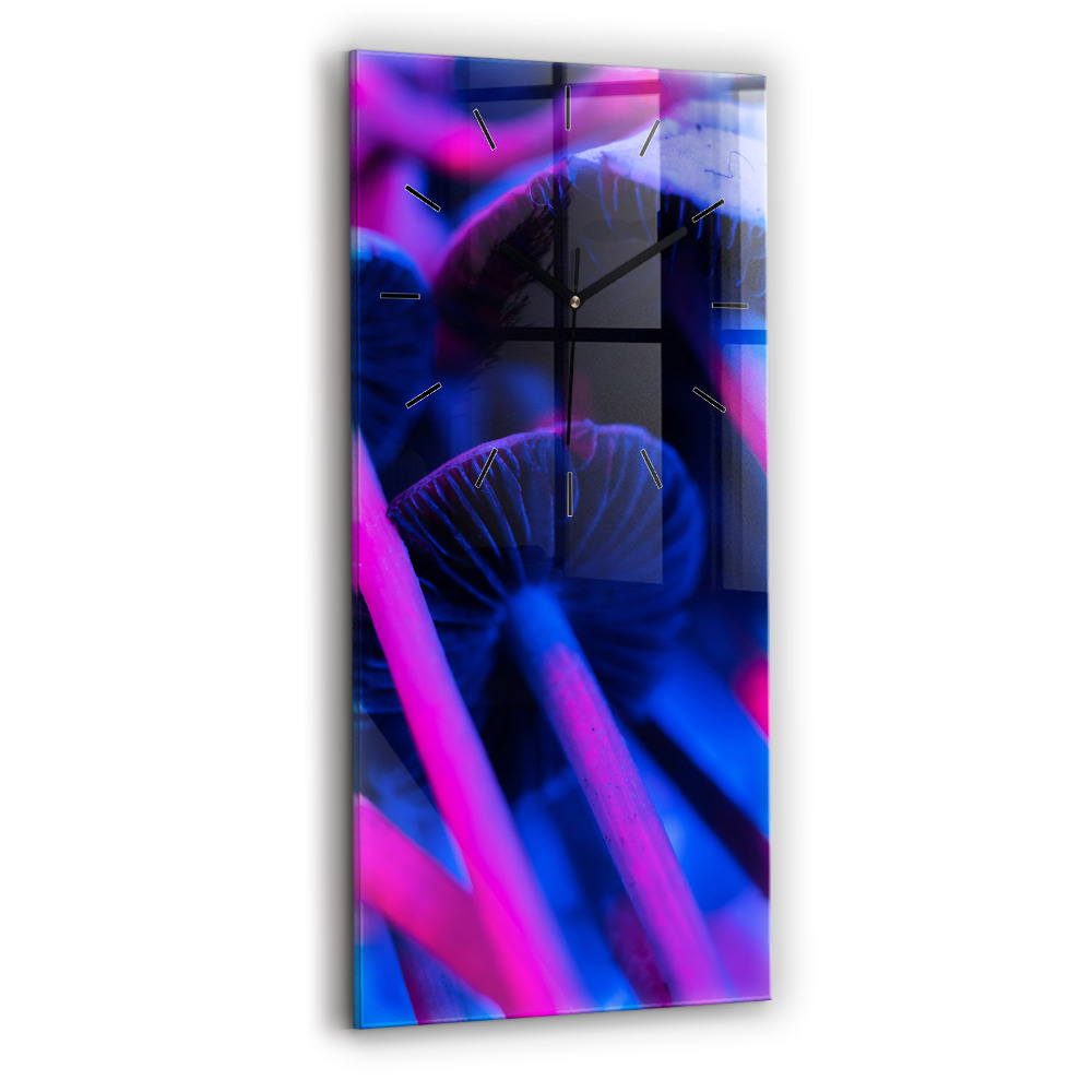 Ceas vertical de perete din sticlă Ciuperci magice colorate