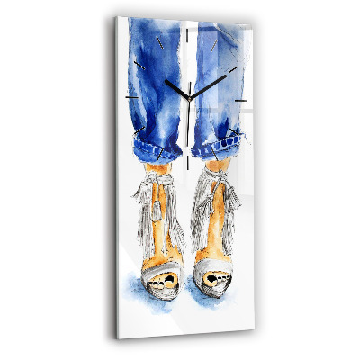 Ceas vertical de perete din sticlă Tocuri de damă