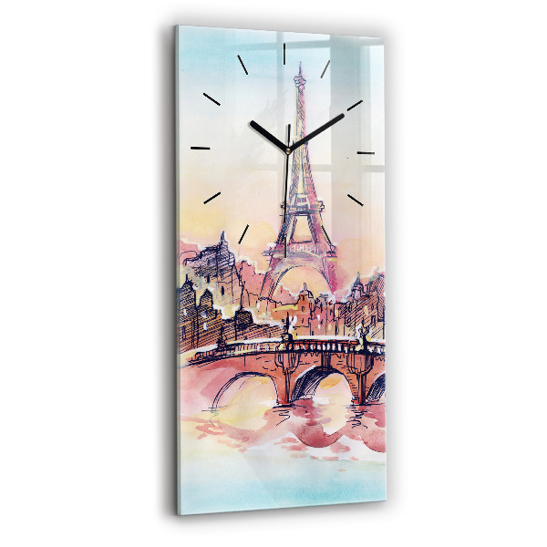 Ceas din sticlă dreptunghiular vertical Peisaj pictat din Paris