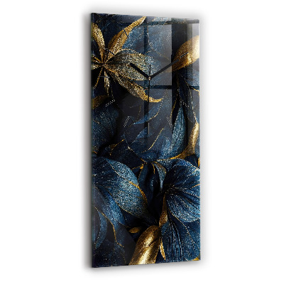 Ceas perete din sticlă dreptunghiular Flori decorative