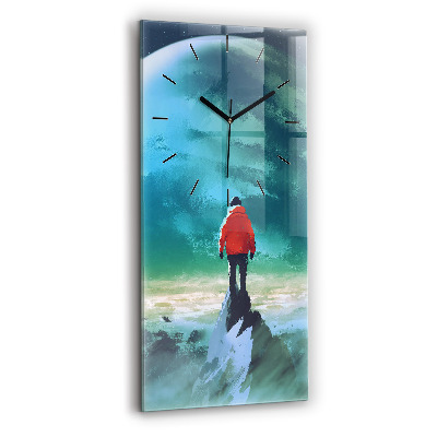 Ceas perete din sticlă dreptunghiular Omul pe lună