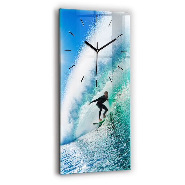 Ceas perete din sticlă dreptunghiular Surfing în Hawaii